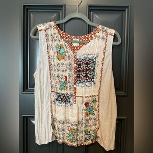 Anthropologie Floral Patchwork Sleeveless Top